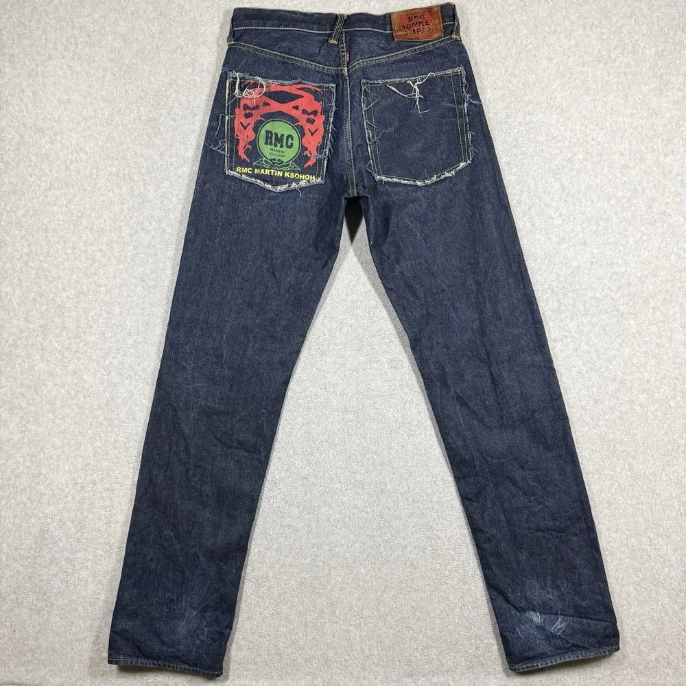 Red Monkey Company RMC Martin Ksohoh Mens Jeans 31x34 Dark Wash Indigo Embroider